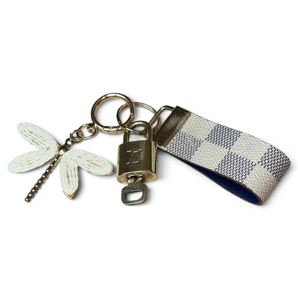 Louis Vuitton Lock & Key #334 w/a Canvas Loop & Ivory Dragonfly Keychain